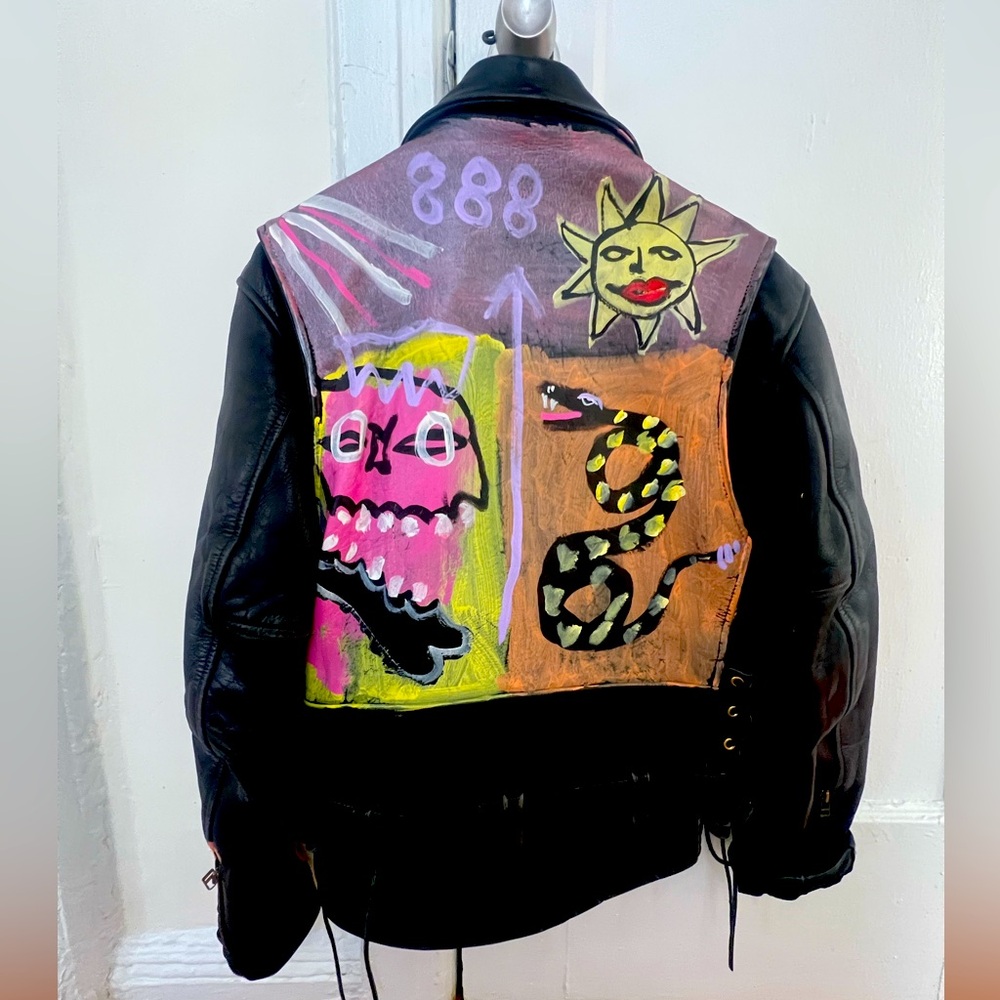 Hand painted by Ross Pino - high quality leather jacket. Unisex MEDIUM